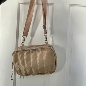 Elegant Tan Quilted Crossbody / Backpack
